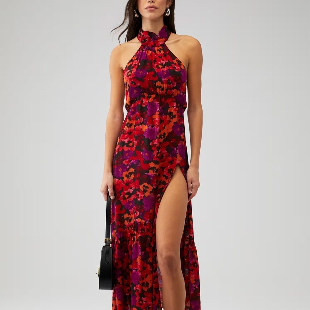 SAYLOR Vibrant Floral Maxi Dress - Red and Purple